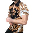 thumbnail image 4 of Camisa De Manga Corta Con Estampado De Rayas Para Hombres, Camisa Casual Con Botones, Solapa, Verano, Nueva Moda, 4 of 4