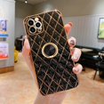 thumbnail image 3 of Compatible with iPhone 13 Pro Max Case with Ring Holder, Luxury Gold Plating Glitter 3D Geometric Bling Diamond Girly Case with Lens Protector Slim Sleek TPU Kickstand Cute Case for Women Girls, 3 of 13