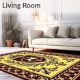 thumbnail image 2 of ODIKA 6'x9' Machine Washable Non-Slip Area Rug, Medieval Deer Crest with Interlocking Heraldic High Traffic Rug with Pad, Gold, 679473, 2 of 8