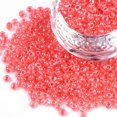thumbnail image 1 of 8/0 Glass Seed Beads Transparent Inside Colours Luster Round Hole Round Pale Violet Red 8/0 3~4x2~3mm Hole: 0.8mm about 15000pcs/bag, 1 of 5