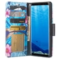 thumbnail image 3 of Samsung Galaxy Note 8 Case, Faux Leather Wallet Case Combo, Tempered Glass Screen Protector, Kickstand Wrist Strap Wallet Cover - Blue Butterfly, 3 of 5