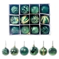 thumbnail image 2 of Yuarrent Bola colgante de plástico para árbol de Navidad, 12 piezas, extraíble, 12 patrones, adorno para oficina, centro comercial, festival, Kits de decoración para fiestas Verde Yuarrent HA008097-06, 2 of 6