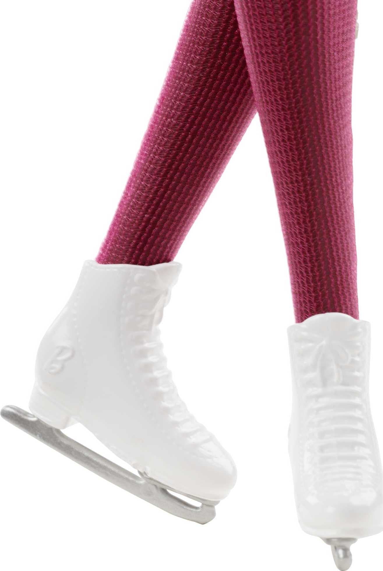 Barbie Ice Skater Doll, Brunette Fashion Doll with Pink Leotard, Trophy & Winter Sport Accessories