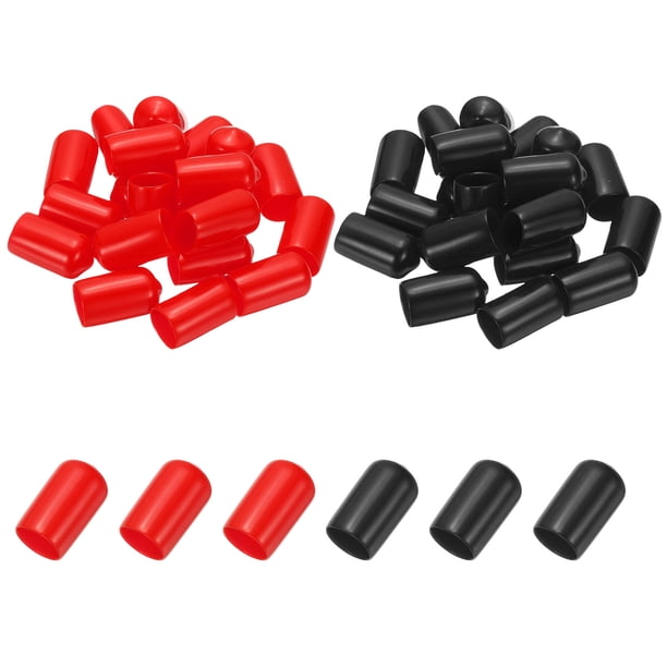 Tapones de goma de 14 mm ID, 40 PCS Tapones de goma de alta temperatura, puntas de goma, tapones de tornillo, protector de rosca flexible para tubos, tornillos, jigs de pesca, sillas, negro y rojo