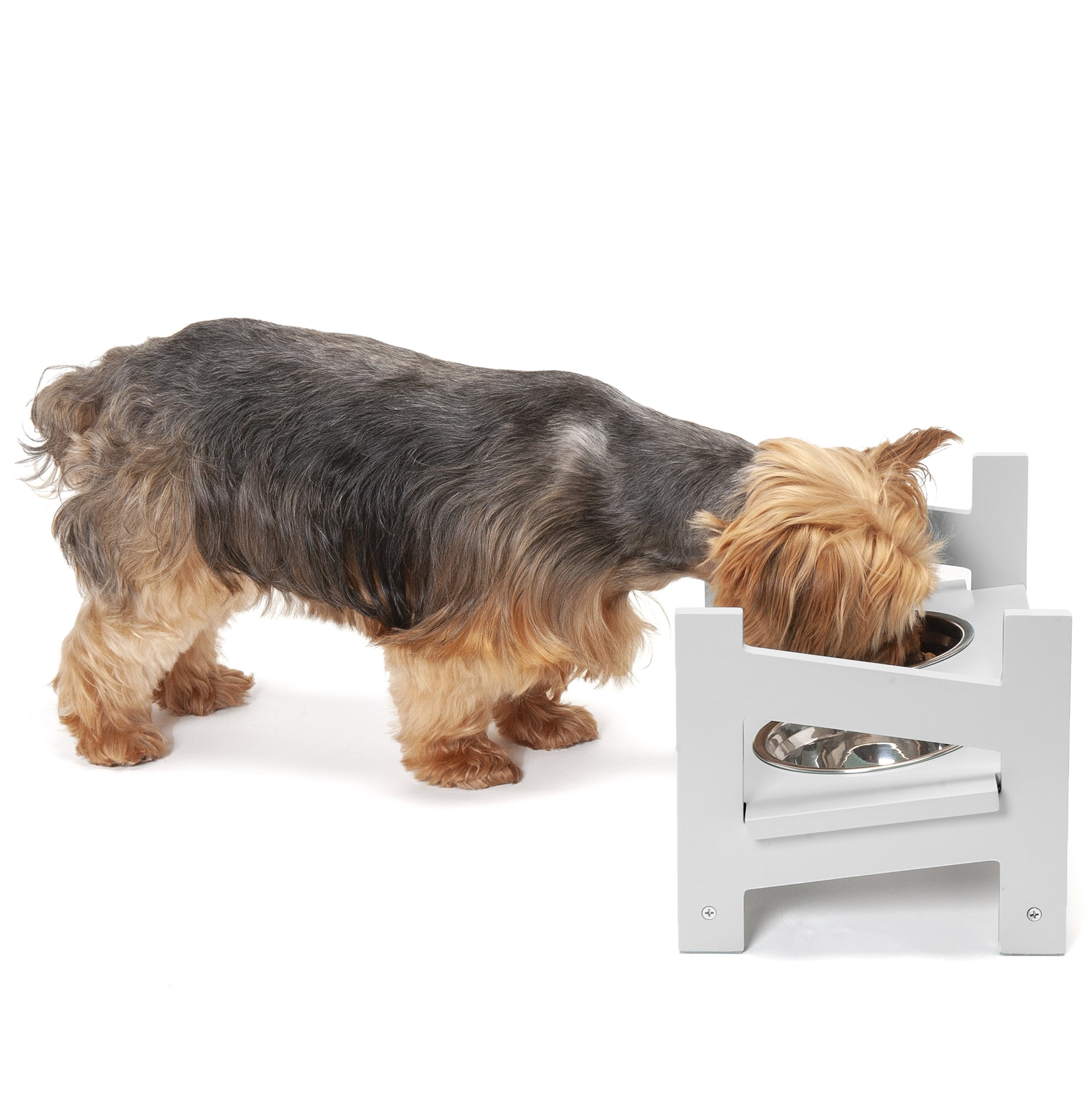 FurHaven Pet Feeder Stands Adjustable Feeder Ladder Style, White