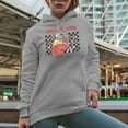 thumbnail image 2 of Fall in Love with You, Skeleton Couple, Retro Checkerboard, Valentine's Day Gift, Heather Grey Hooded Sweatshirt or Hoodie, Small, 2 of 5