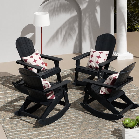 WestinTrends Tuscany Outdoor Rocking Adirondack Chair (Set of 4), Black