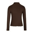 thumbnail image 5 of AherBiu Long Sleeve Tops for Women High Neck Ribbed Slim Stretchy Undershirts Basic Layer Top Blouse, 5 of 6