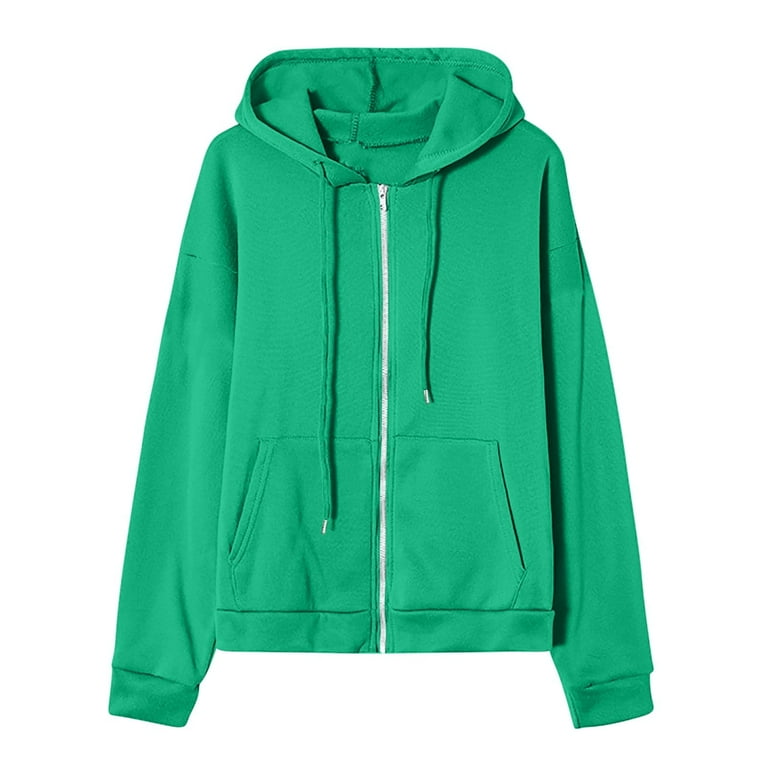 AJHSAKLt Zip Up Hoodie Women's Hoodies Oversized Solid Color