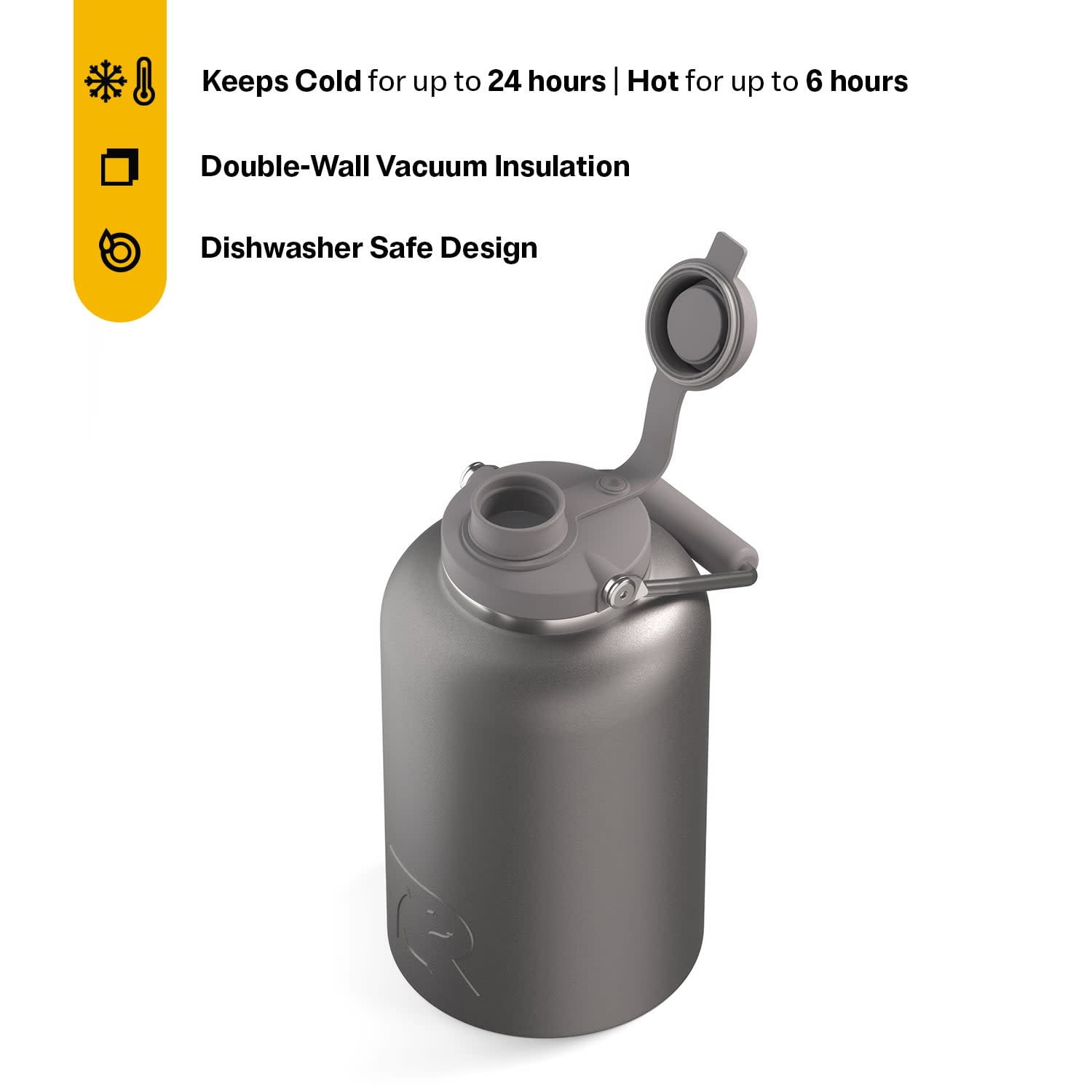 RTIC One Gallon Ceramic Lined Insulated Outback Water Bottle Jug, Leak Proof, Graphite