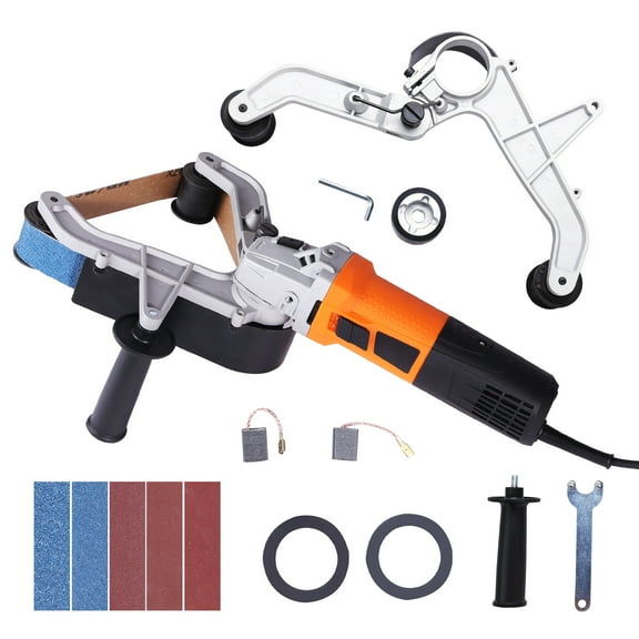 KFFKFF Pipe and Tube Sander, 1000W Belt Sander with Six Adjustable Speeds Ranging from 1100-3200rpm, Expert Grinding Machine with 100PCS Sanding Belts for Polishing, Finishing and Rust Elimination