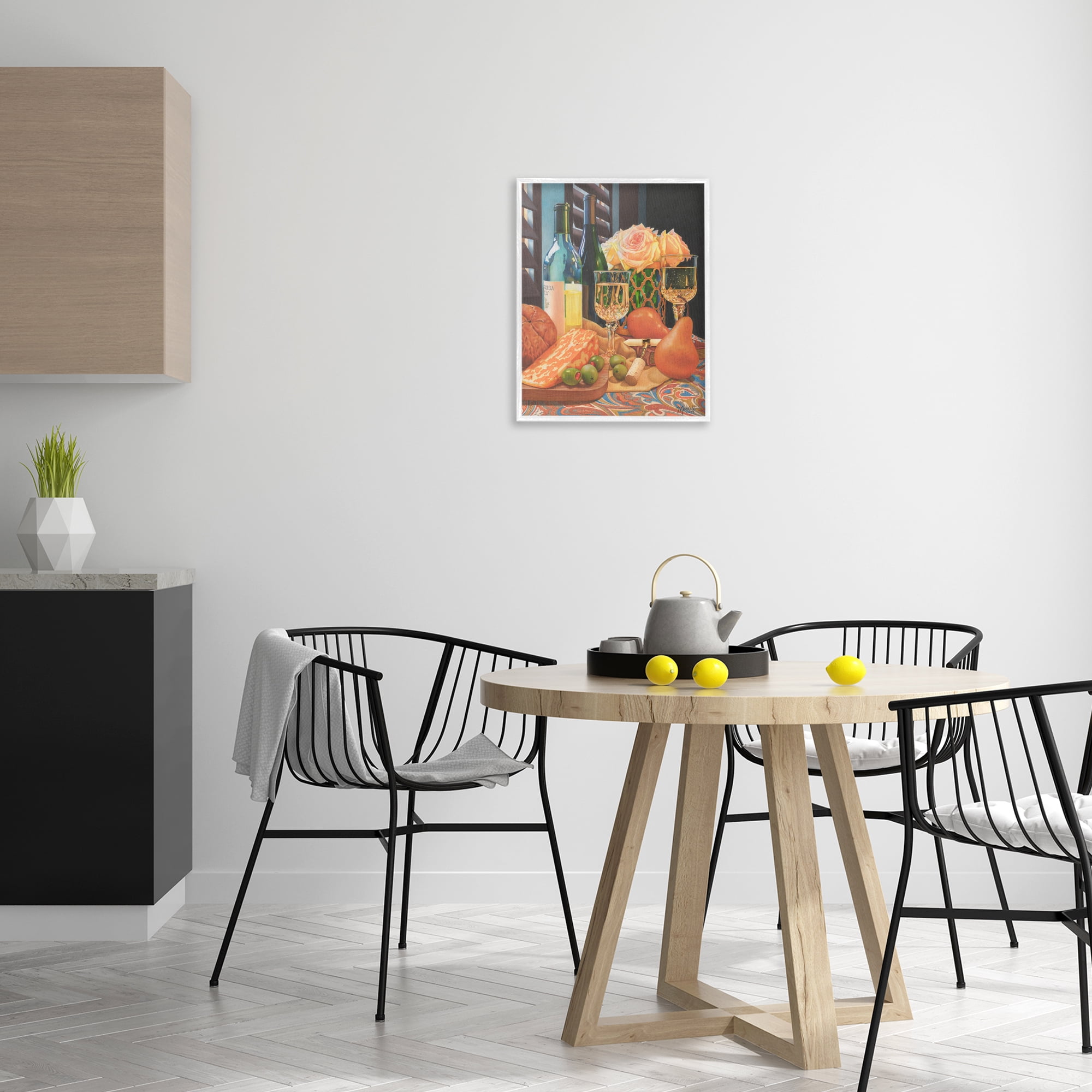 Stupell Industries Romantic Wine & Cheese Food & Beverage Painting White Framed Art Print Wall Art, 16 x 20