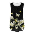 thumbnail image 3 of asdoklhq Womens Plus Size Tops,Women Summer Tops Casual Button Pleated Crewneck Printed Sleeveless Tunic T-Shirt Loose Blouse Tee, 3 of 3