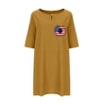 thumbnail image 4 of ZHUGeLI dresses for women 2024 Women's Summer Casual Style Solid Color Imitation Cotton Linen Round Neck Dress Tiered Ruffle Boho Swing Dresses, 4 of 4