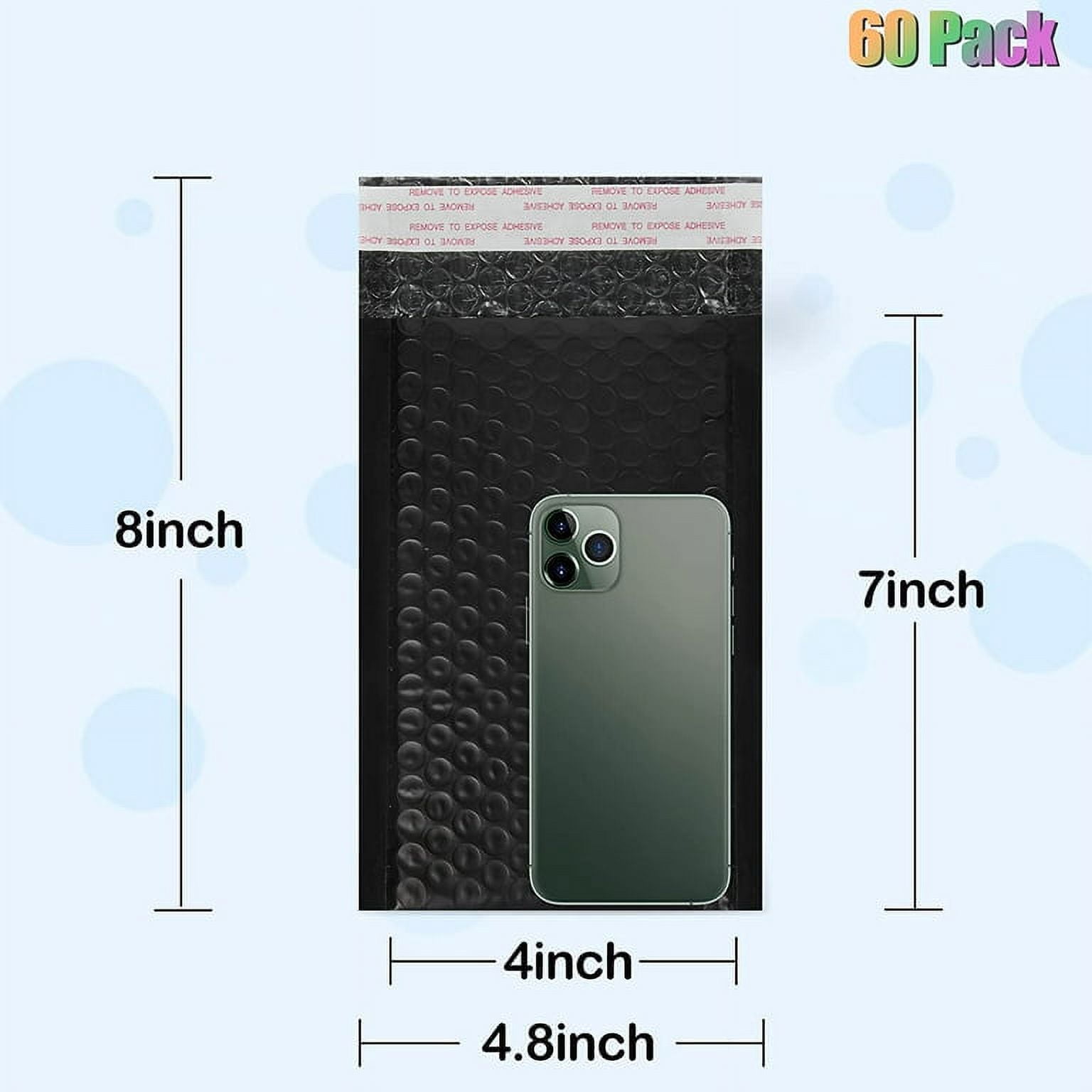 4 x 8 Inch Bubble Mailers 100 Pack, Self Seal Padded Envelopes for Small Business, Waterproof Shipping Bags, Black