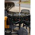 thumbnail image 4 of Outdoor Tablecloth with Umbrella Hole and Zipper, Christmas Elk Square Table Cloth 60x60 Inch Waterproof Tablecloth, Winter Snowflake Xmas Tree Leaf Black Picnic Table Cover for Patio Camping, 4 of 7