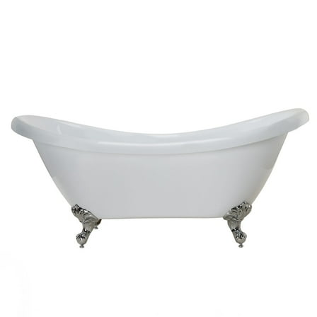 Victoria 70 Inch Acrylic Double Slipper Clawfoot Tub - No Faucet Drillings - Imperial Ball & Claw Feet