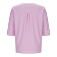 thumbnail image 5 of Fesfesfes Women's Trendy Tee Summer Half-Batwing Sleeves Solid Color Crew Neck Tops Home Daily Wearing Curved Hem with Side Slits T-shirt(Pink,S), 5 of 8