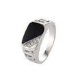 thumbnail image 1 of Anillo clásico Simple para hombre, anillos cuadrados de esmalte negro brillante, anillos de dedo para hombre, joyas de compromiso de boda, regalo de joyería de lujo, 1 of 3
