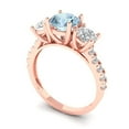 thumbnail image 2 of 1.97 ct Round Cut Natural Aquamarine 3 Stone 18K Rose Gold Womens Engagement Ring, 2 of 5