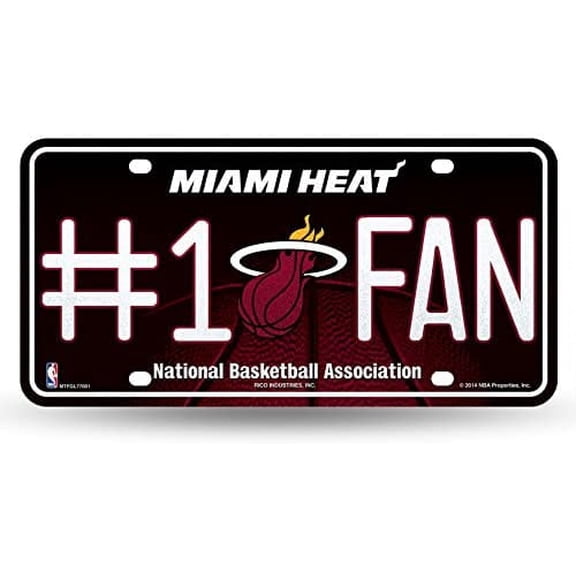 Miami Basketball Heat #1 Fan Sparkly Glitter Look License Plate Tag - Number One! Let's Go! It's all about the Bling!