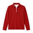 thumbnail image 5 of biudgviw Boys Girls Long Sleeve Shirts Kids Plain Quarter Zip Pullover Fall Winter Clothes Casual Lapel Tops for Golf Yoga(Red,14-15 Years), 5 of 7