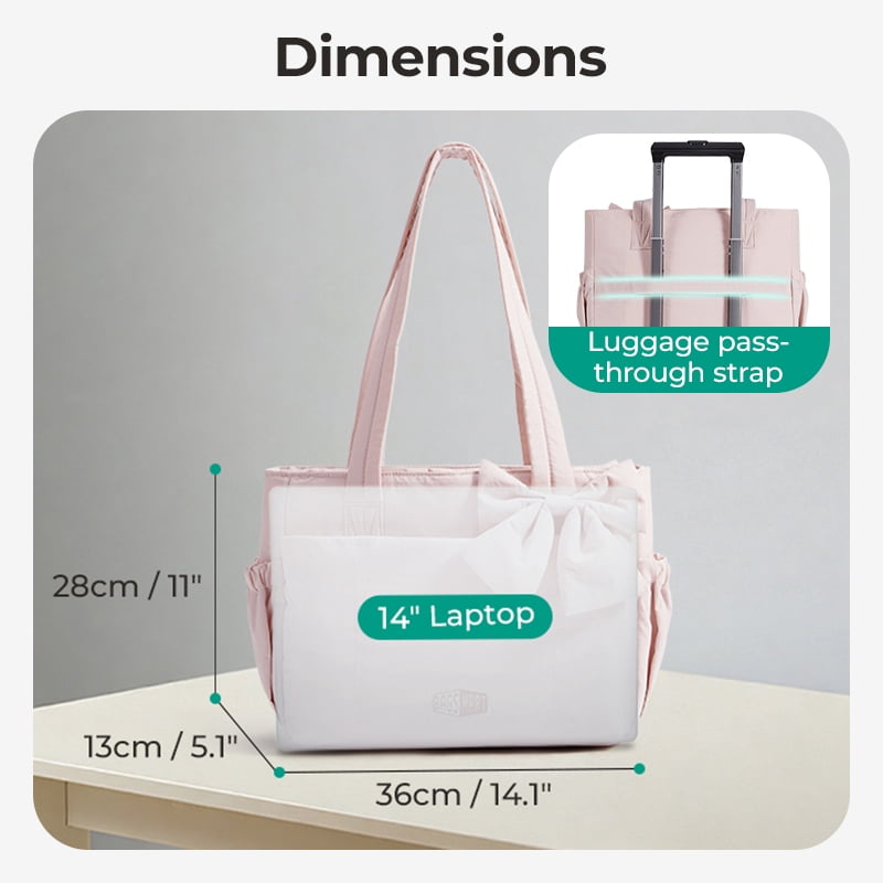 BAGSMART Crush Everyday Tote Bag for Women, Lightweight Tote Bag Casual Handbags for 14-Inch Laptop, Travel, Work, Beach, Gym, Shop, Dark Pink