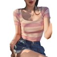 thumbnail image 3 of Camisetas de manga corta de punto acanalado NikouMX para mujer, 3 of 8