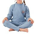 thumbnail image 4 of Mikilon Thermal Underwear Sets for Kids Size 2-12 Years Plus Velvet and Thicken Homewear Sets Patchwork Color Round Neck Long Sleeve Undershirts Elastic Waist Loose Pants, 4 of 4