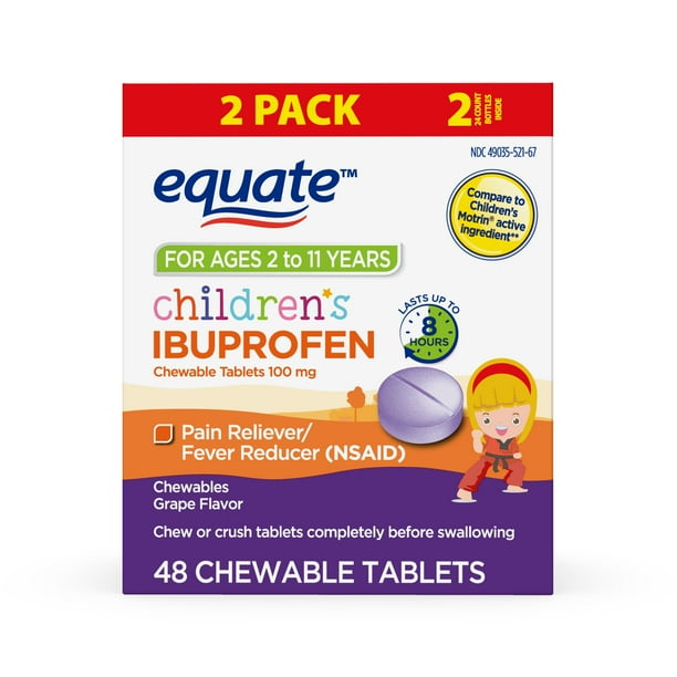 Equate Children’s Ibuprofen Chewable Tablets, 100 mg, Grape Flavor