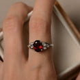 thumbnail image 4 of Garnet ring for women, oval cut engagement ring, January birthstone ring, sterling silver ring, 4 of 4