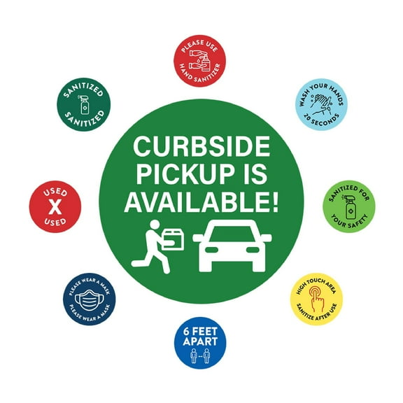 Koyal Wholesale Restaurant Social Distancing Curbside Pickup Is Available! Business Signs, 50-Pack, Vinyl Sticker Decals