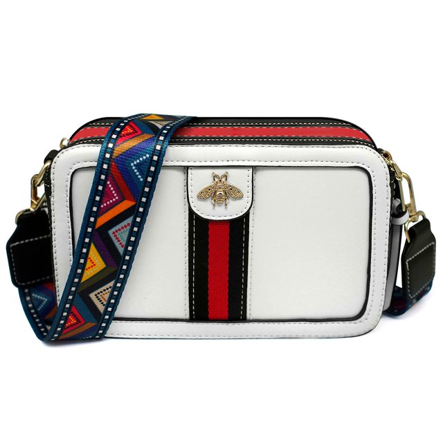 Bandolera Beatfull Designer Bee de piel sintética, color blanco