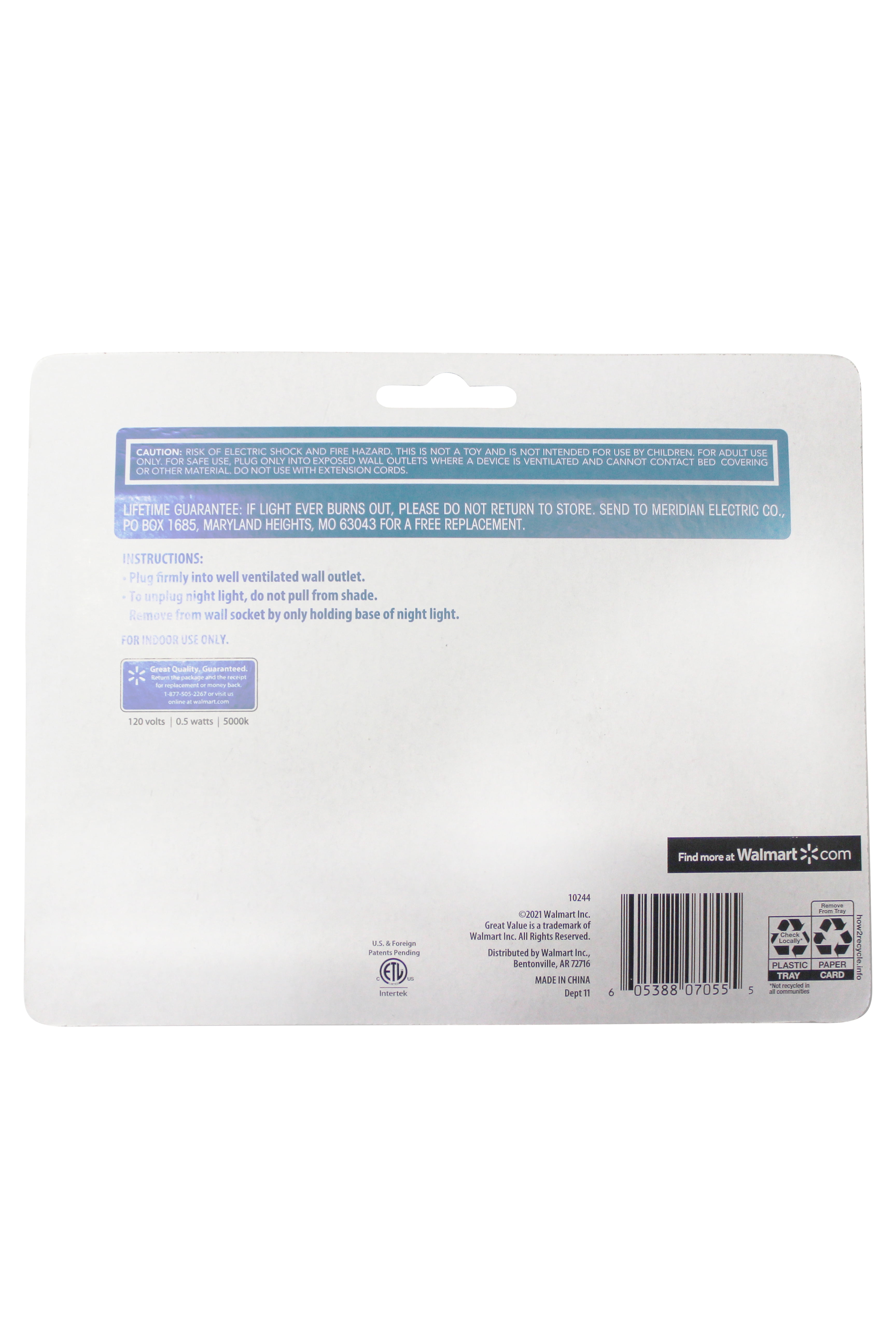 Great Value 4-Pack LED Automatic Light-Sensing Night Light, Daylight, 3.55in by 1.97in