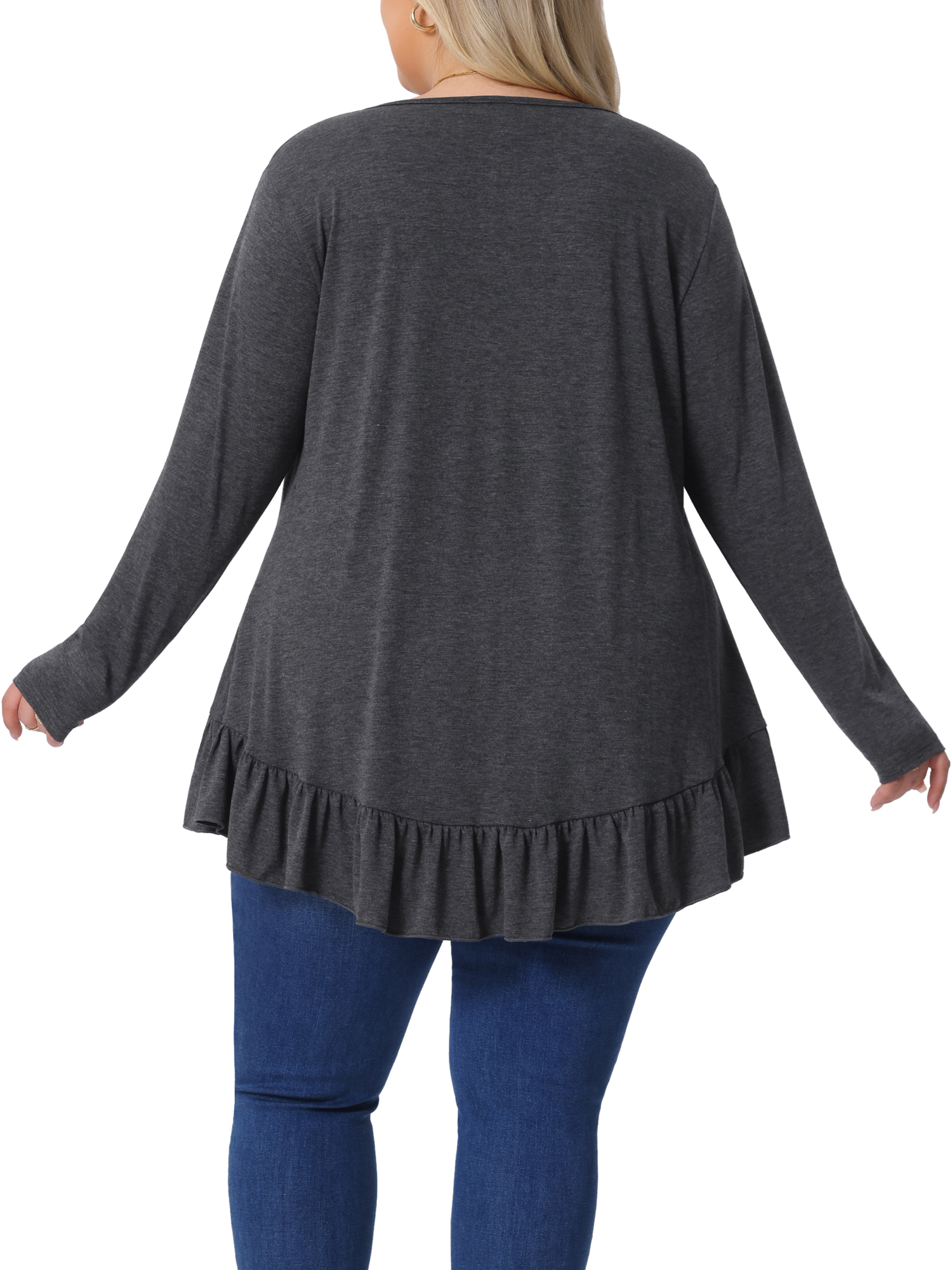 DARING DIVA Women' Plus Size Tunic Button Henley Blouses 1X Dark Gray