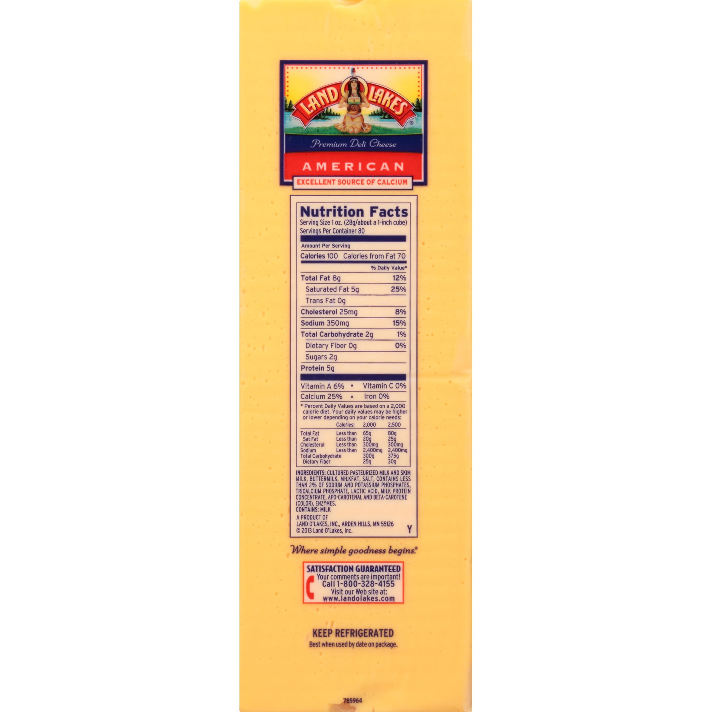 Land Of Lakes American Cheese Nutrition - NutritionWalls