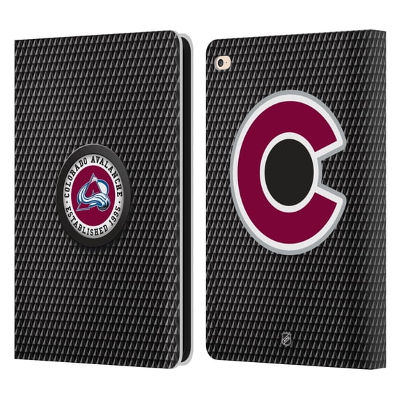 Head Case Designs Officially Licensed NHL Colorado Avalanche Puck Texture Leather Book Wallet Case Cover Compatible with Apple iPad Air 2 (2014)