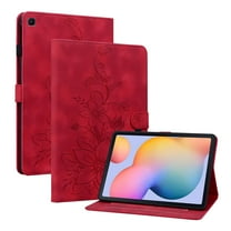 XYX for Samsung Galaxy Tab S6 Lite 10.4 Inch SM-P610 SM-P613 SM-P615 Case, PU Leather Slim Folio with Multi-Angle Stand - Red Lily Flower