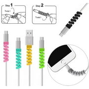24 Piece Silicone Charging Cable Protector Set, Spiral Cord Saver Covers for USB Phone Charger Cables, TIKA