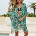 thumbnail image 3 of TNOBHG Beach Cover Up Summer Bikini Cardigan Leopard Pattern Half Sleeve Open Front Beachwear Cardigan Sunscreen Swimsuit Cover-up, 3 of 8