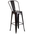 thumbnail image 2 of 23.75'' Square Black-Antique Gold Metal Indoor-Outdoor Bar Table Set with 2 Stools with Backs, 2 of 5