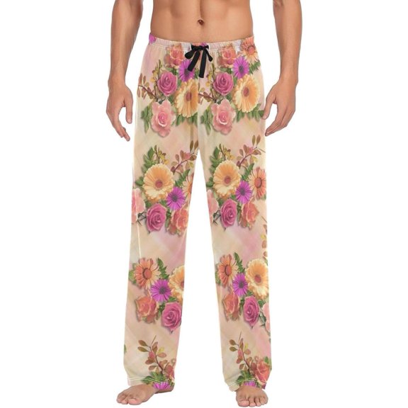 Flowers Ghost Pajama Pants, Men's Lounge Pants Light with Drawstring and Pockets, Christmas New Year Birthday Father's Day Gifts