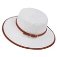 thumbnail image 2 of Noric Women Summer Sun Hat Vintage Flat Top Wide Brim Straw Hat with Belt Buckle UV Protection, 2 of 5