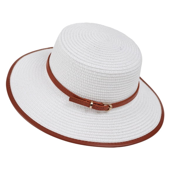 Straw Boater Hat Womens Sun Hat UV Protection Flat Brim Hats for Women Summer Hats for Beach Travel Vacation