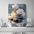 thumbnail image 2 of Mudket White Orchid Flowers with Zen Stones Canvas Wall Art, Serene Water Reflection Spa Wall Decor, Framed Ready to Hang for Living Room Bedroom Office, Calming Botanical Print - 12"L x 8"W, 2 of 10