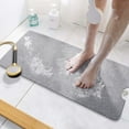 thumbnail image 5 of HITSLAM Non Slip Bathtub Mat 40"x 16",Extra Long Bath Mat for Tub,Soft PVC Loofah Shower Floor Mat with Drain,Quick Drying Bathroom Tub Mat for Wet Area,Without Suction Cup,Gray, 5 of 7