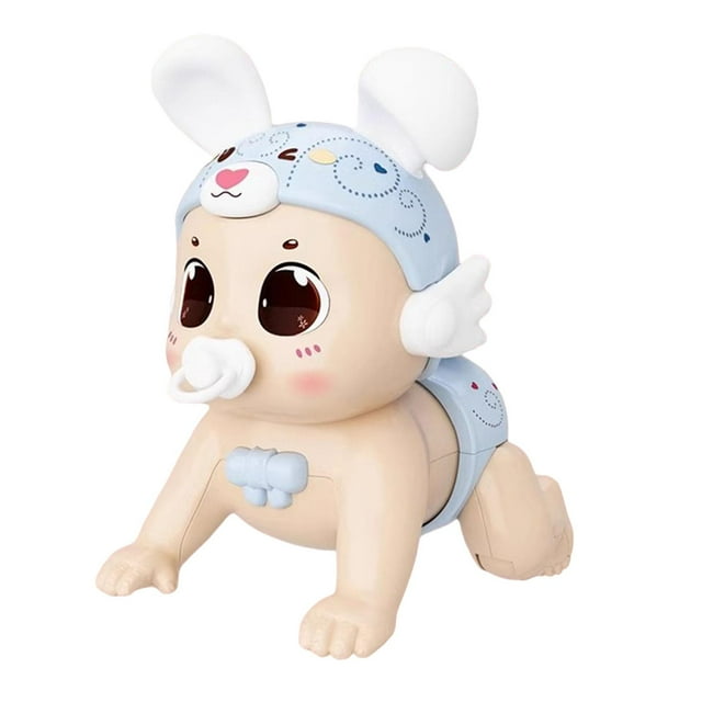 Juguete para bebé que gatea,Muñeca eléctrica para gatear para bebé,Regalo de cumpleaños interactivo,Eléctrico azul