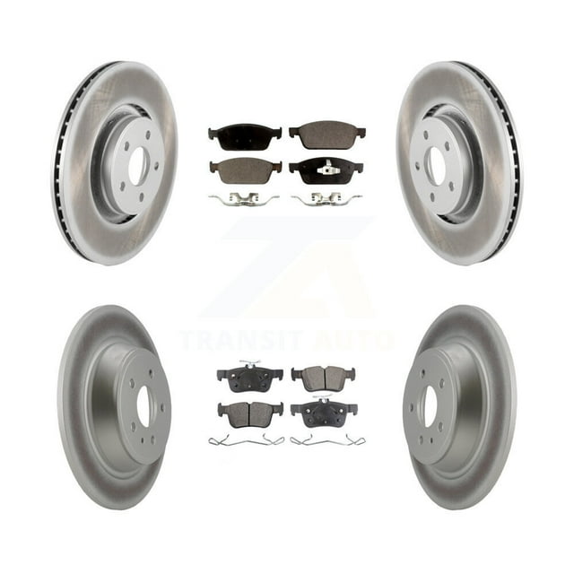 Transit Auto Front Rear Coated Disc Brake Rotors and Semi-Metallic Pads Kit for Car Lincoln MKC KGF-100689