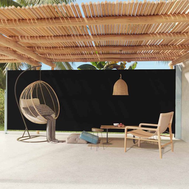 vidaXL Auvent Latéral Rétractable pour Patio 200x600 cm Noir