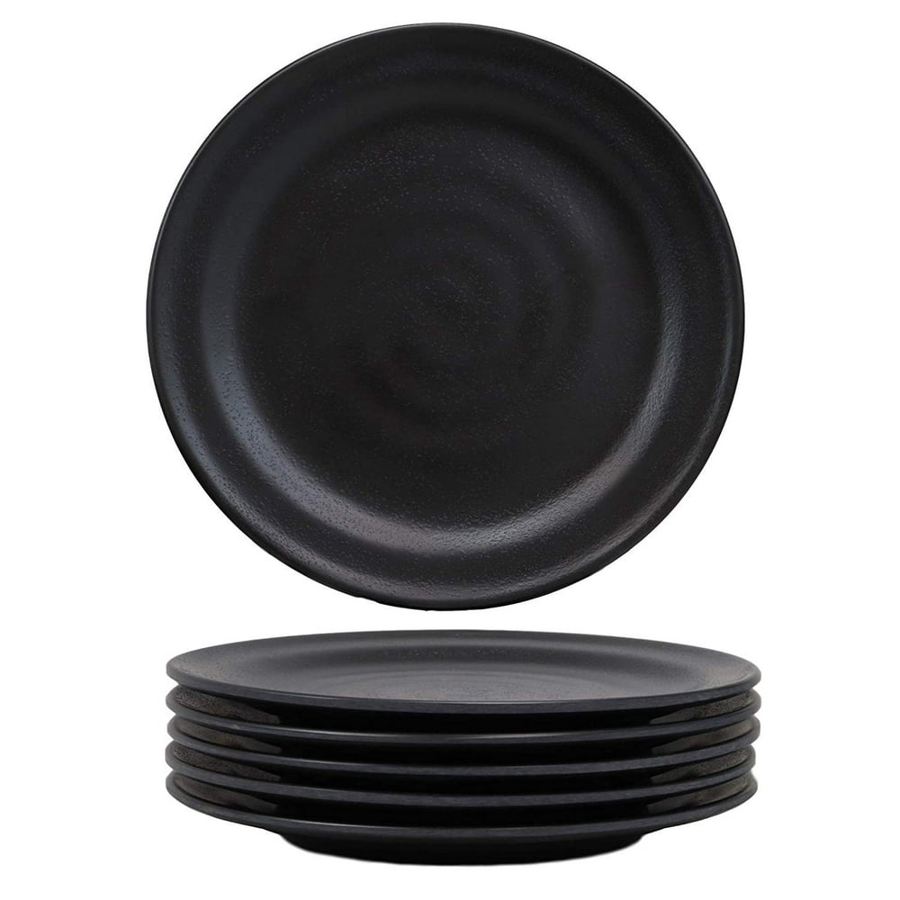 Ebros Contemporary Round 6" Diameter Matte Black Melamine Plate For